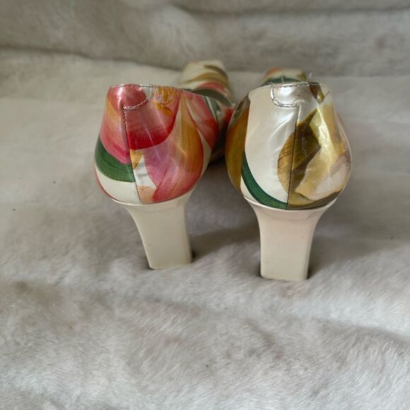 Paul Mèlian patent multi color marble prints slip on pumps square toe si… - Picture 2 of 12